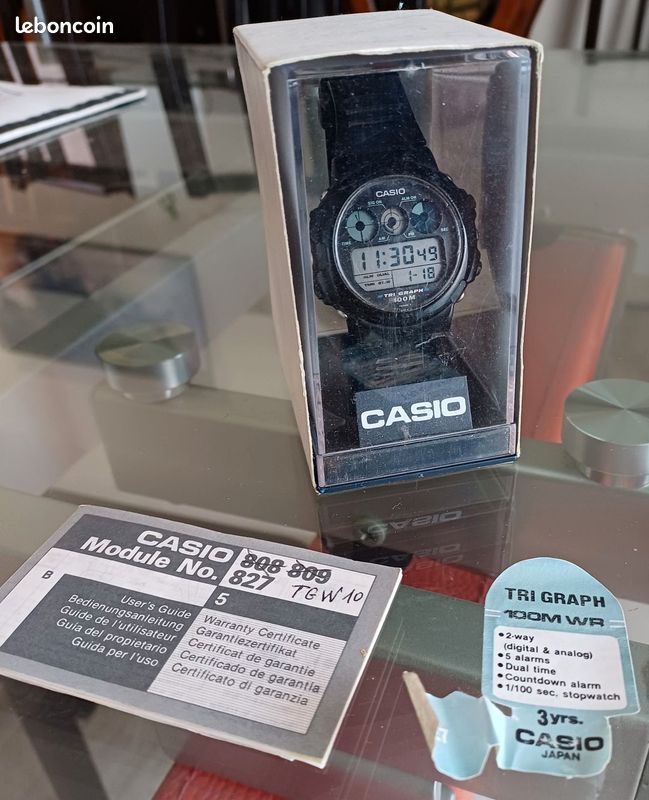 Montre vintage Casio TGW-10 Tri-Graph module 827 (image 1)
