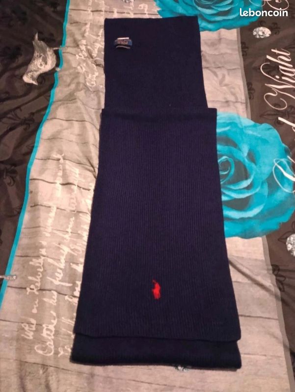 Écharpe Polo Ralph Lauren - 100% Laine Mérinos - Bleu Marine (image 3)