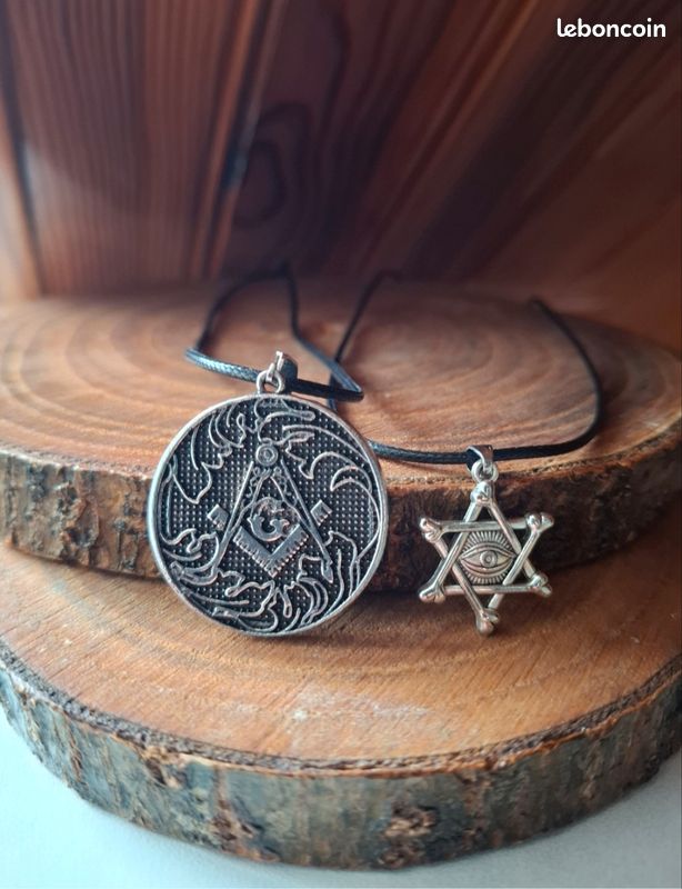 Pendentif Franc maçon Compas Equerre brillant maçonnique Argent 925