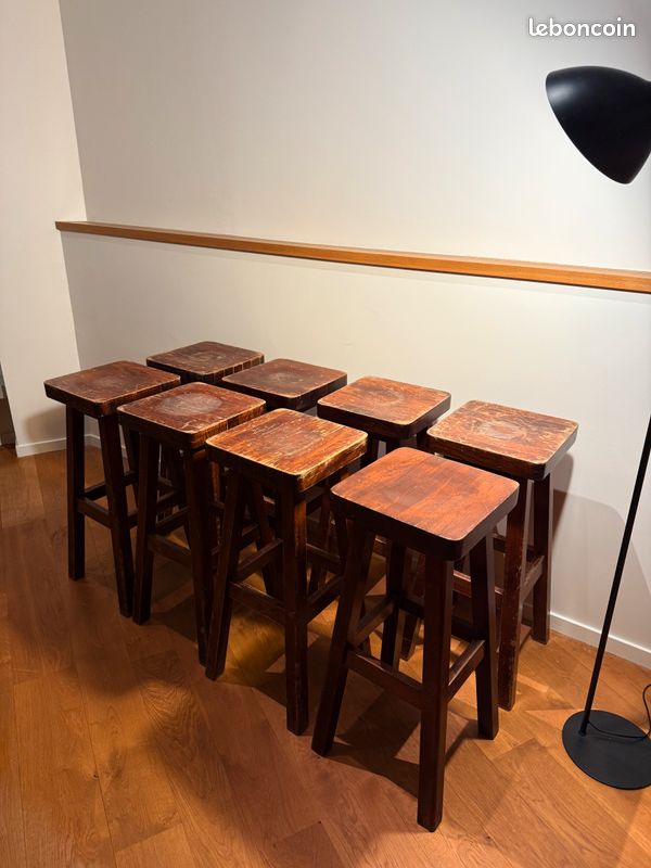Tabourets de bar brutalistes du milieu du siècle, 1960, lot de 8 (image 1)