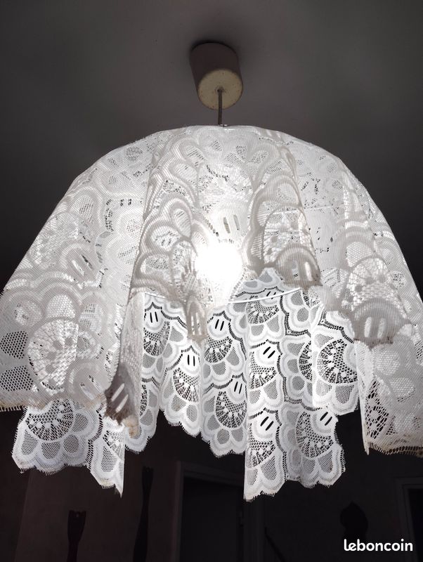 Structure d'Abat-jour en plastique blanc, base 40cm pour suspension en plafonnier (image 3)