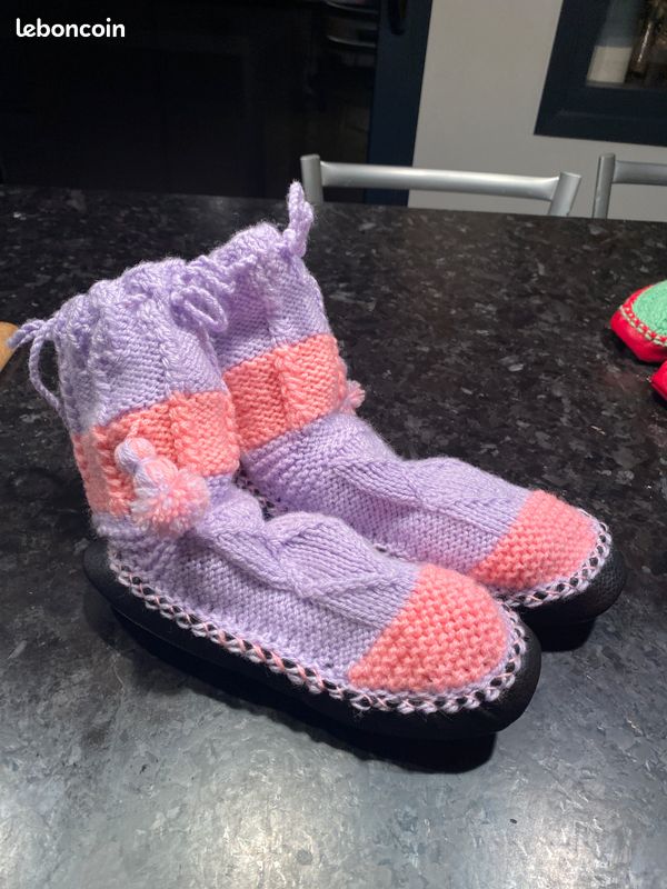 Chaussons laine faits main (image 1)