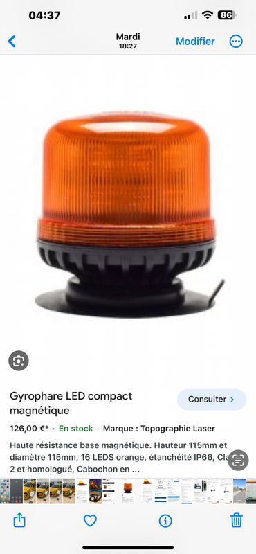 GYROPHARE LED 3 FONCTIONS MAGNETIQUE