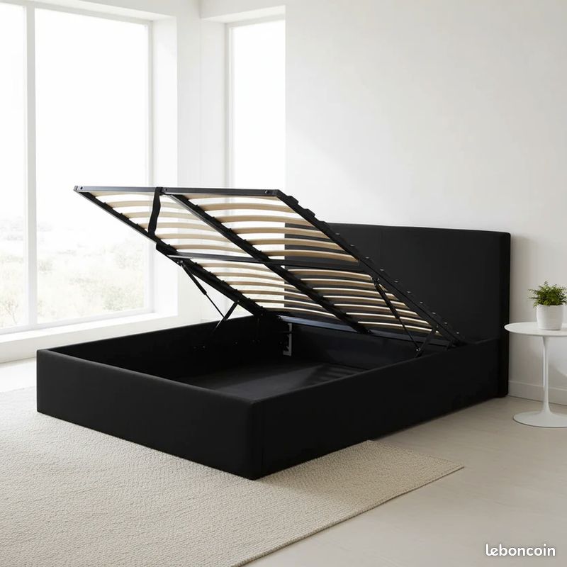 Lit coffre premium Noir sans matelas 160x200 Paris 7e Conception durable (image 1)