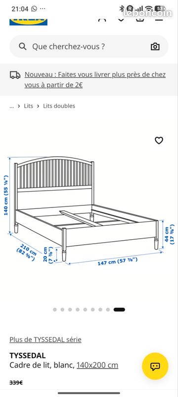 Lit Ikea Tyssedal 140x200 (image 2)