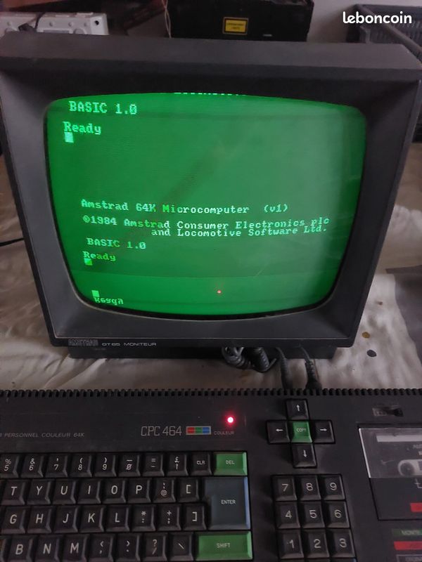 Amstrad CPC 464 couleur 64K + moniteur GT65 + guide - Testé fonctionnel (image 1)