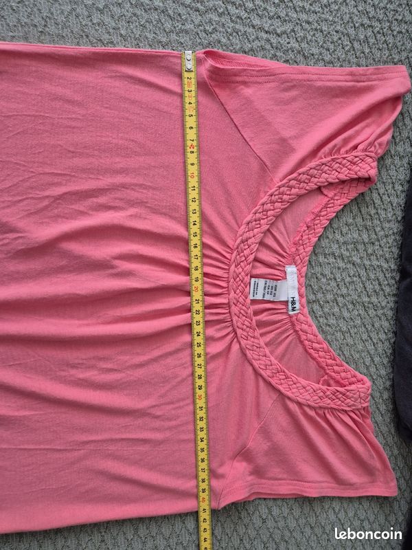 Tee-shirt 👕 femme. H&M. T : XS. Corail (image 9)