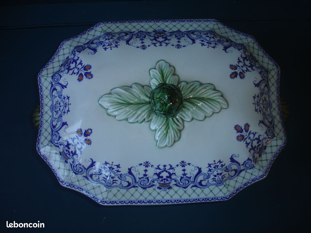 Grande SOUPIERE bleue Faïencerie de GIEN (image 8)