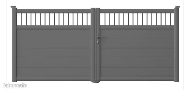 Portail battant aluminium neuf "sillano" gris - l. 3,5 m h 1.56 (image 1)