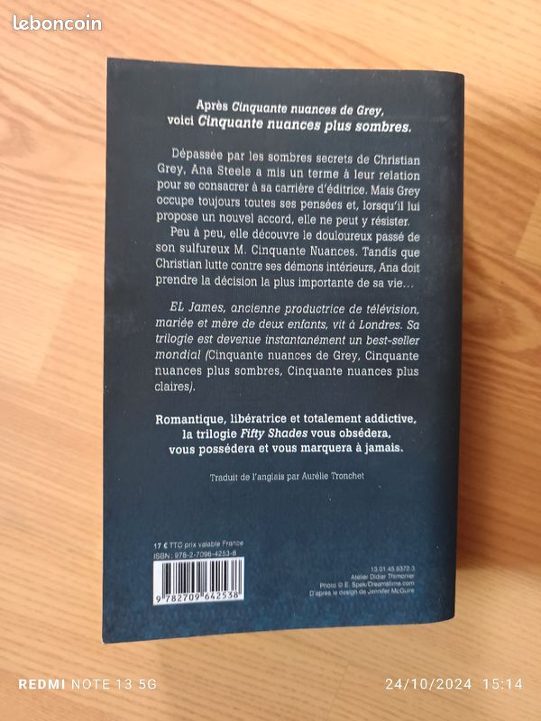 "Cinquantes nuances tout sombre" E J JAMESS (image 2)