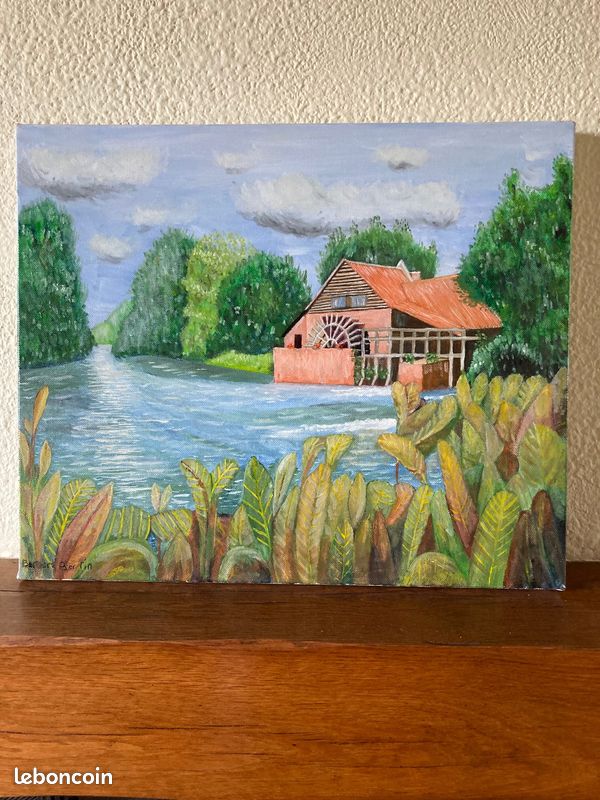 Peinture à l’huile « Le Moulin de Maintenay » Hauts-de-France (image 1)