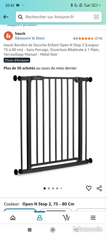 Barrières noires sécurité bébé 2 à vendre (image 1)