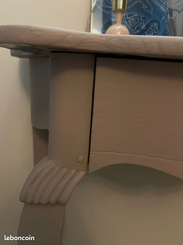 Petite console baroque avec tiroir peinte rose poudré (image 2)