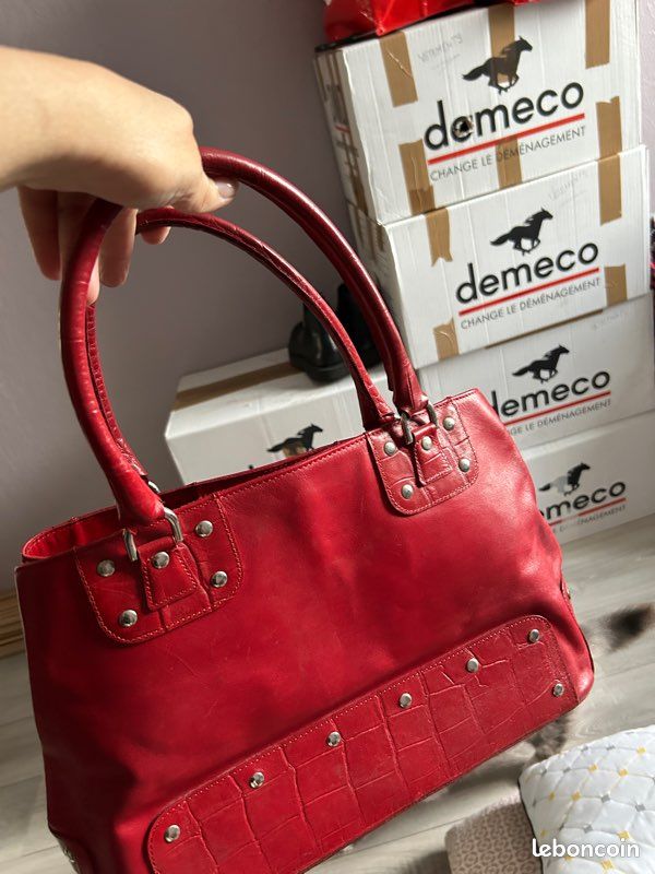 Sac rouge cuir Zara Accessoires Bagagerie