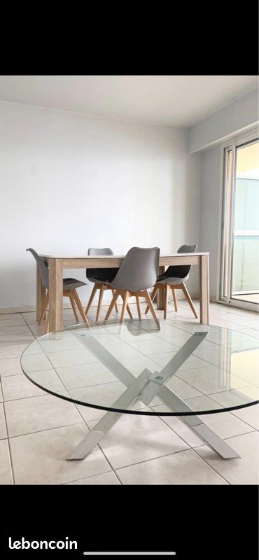 Table basse ronde comme NEUVE verre chrome 100 cm (image 2)