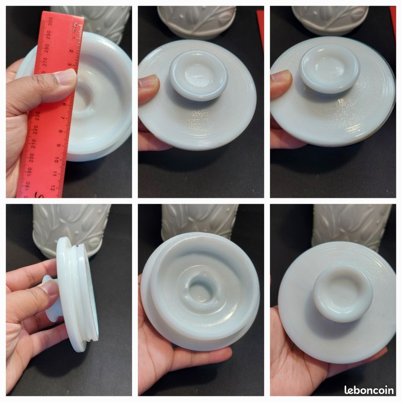 Bocal Vintage En Verre Opale H 22,5 D 9,5 Cm Idéal Déco Cuisine Vintage N16 - Vendu