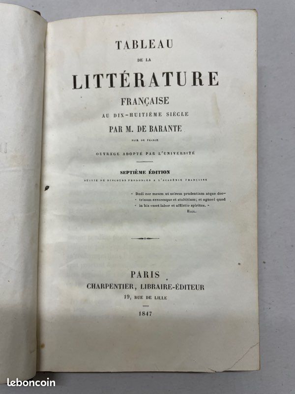 Tableau de la littérature Barante 1847 (image 5)