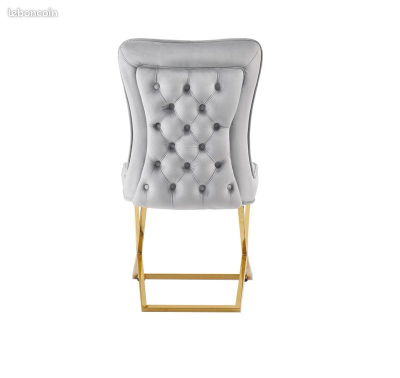 Lot de 2,4,6,8 CHAISE GABRIELLE GOLD VELOURS GRIS (image 2)