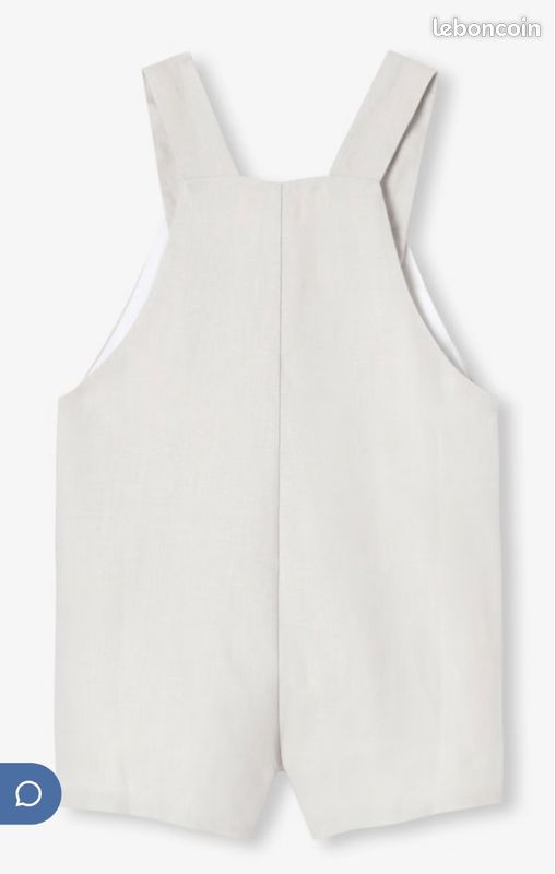 Tenue cérémonie Jacadi 24 mois 2 ans salopette lin gris souris body gilet blanc comme neuf (image 2)