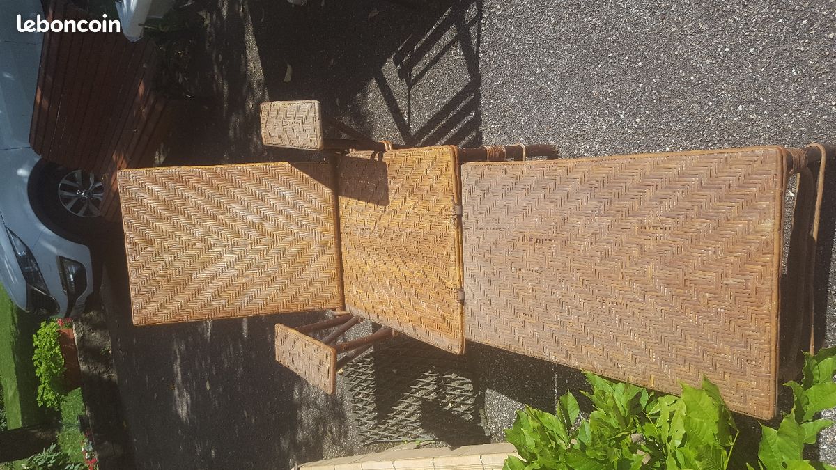 Chaise longue ancienne. Vintage rotin (image 1)