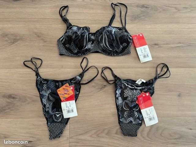 Ensemble Lingerie Carla's Secret - Soutien-gorge Armature Et Culotte - Noir - Bonnet D - Neuf Avec étiquettes