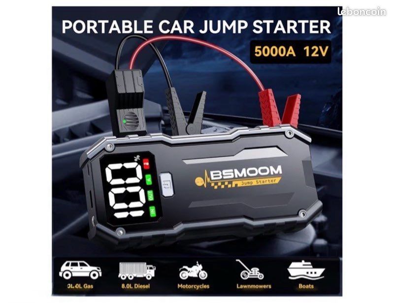 Booster de batterie portable BSMOOM - Démarreur voiture + lampe - Neuf - Envoi Possible (image 2)