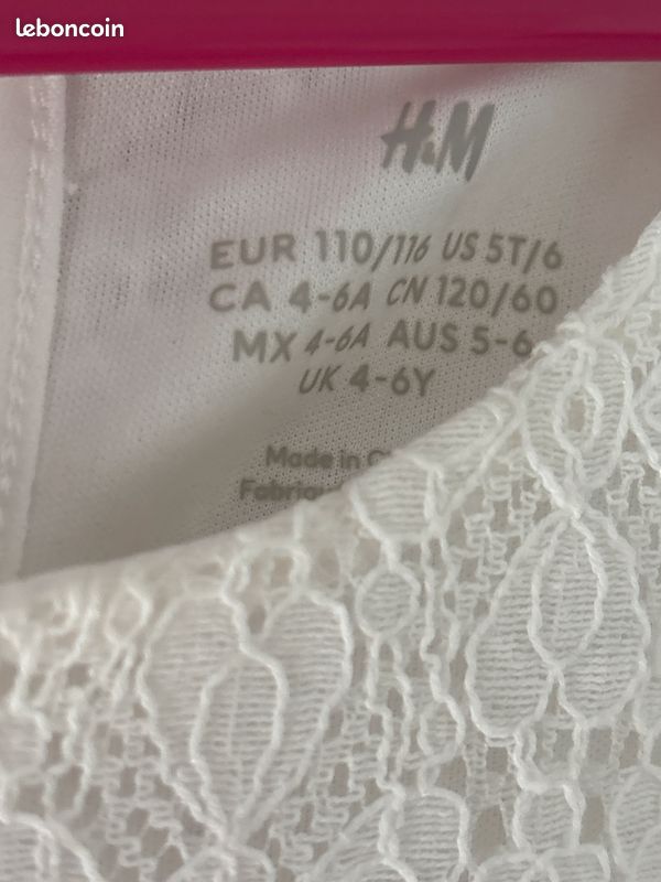 Une robe blanche d’été H&M taille 110-116 (image 2)