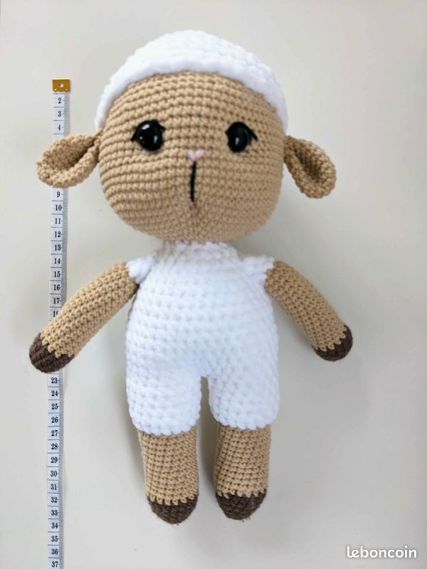 Agneau, doudou peluche fait main au crochet, neuf (image 10)