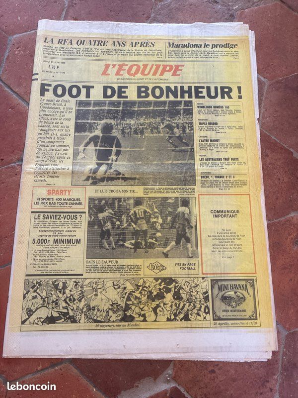 Journal L’Equipe - Victoire France/Bresil Coupe du monde 1986 au Mexique (image 1)