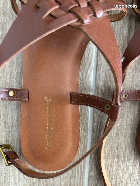 Sandales Les Tropéziennes En Cuir Marron à Paillettes - Taille 41, Occasion Très Bon état