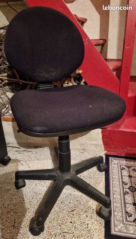 Chaise à roulettes Tissu Noire (image 1)