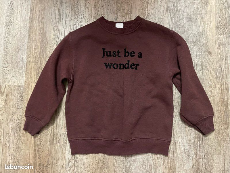 Sweat Zara Kids "Just be a wonder" marron – Taille 8 ans (128 cm) (image 1)