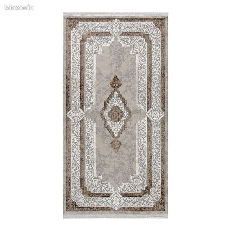 Tapis d'orient avec franges rectangle beige Casa Beige 80x150 (image 1)