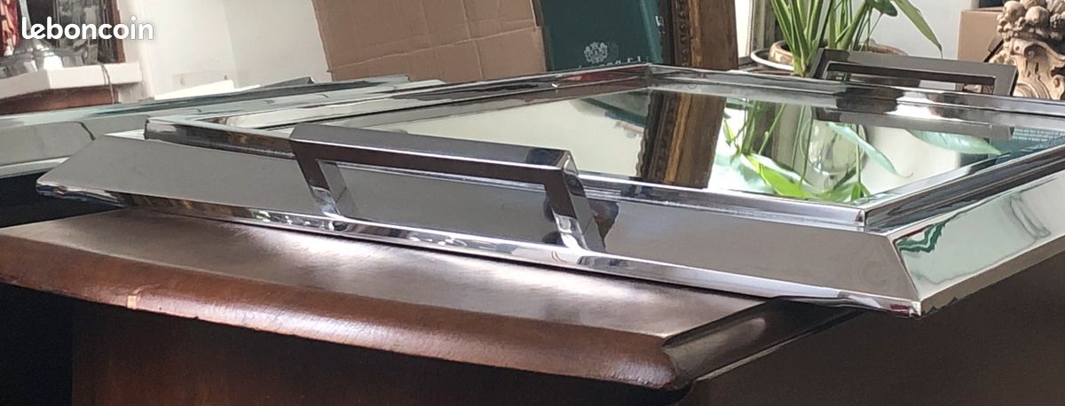 Plateau miroir chromé 1930 (image 3)