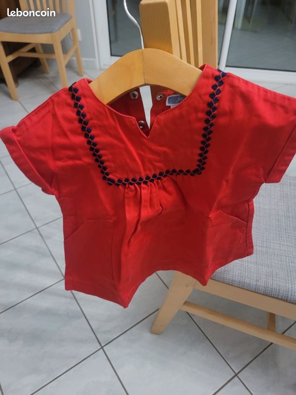 Robe rouge JACADI 12 mois et combinaison rose et rouge JACADI 12 mois (image 1)