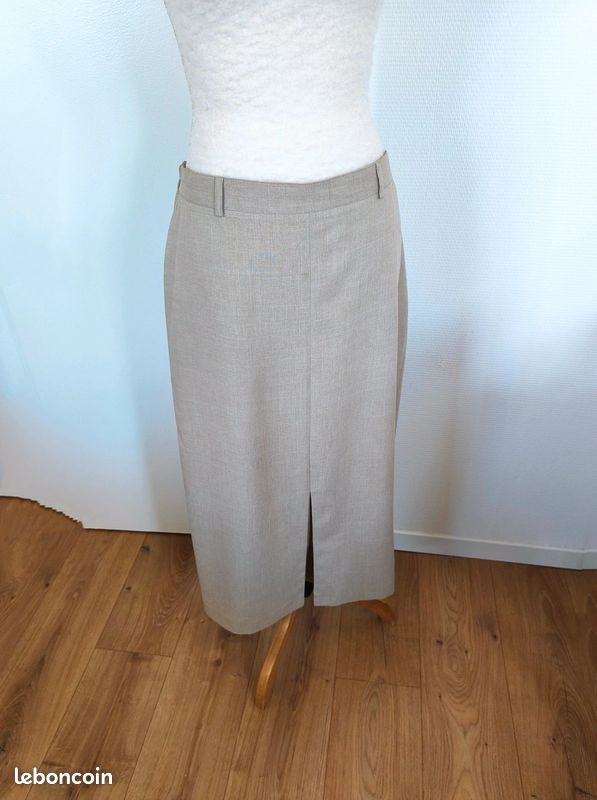 Jupe Crayon T.M.Lewin Femme, Grise, Taille 10, Laine, Mi-longue, état Excellent