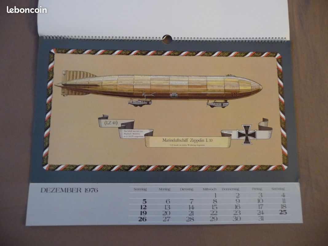 Calendrier rare I.Teil de 1976 ballons dIrigeables et mongolfieres avec photos allemandes (image 16)