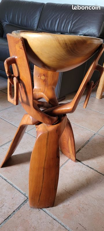 Grand bol sur trépied bois (image 2)