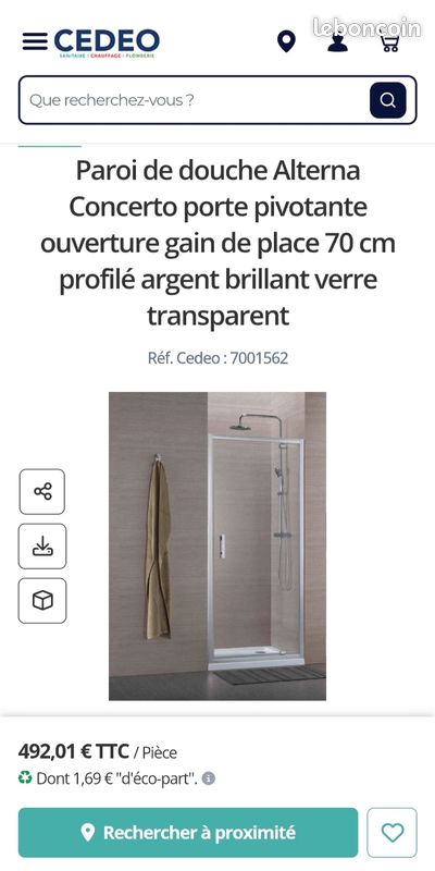 Parois de douche 70cm + fixe 30cm (image 1)
