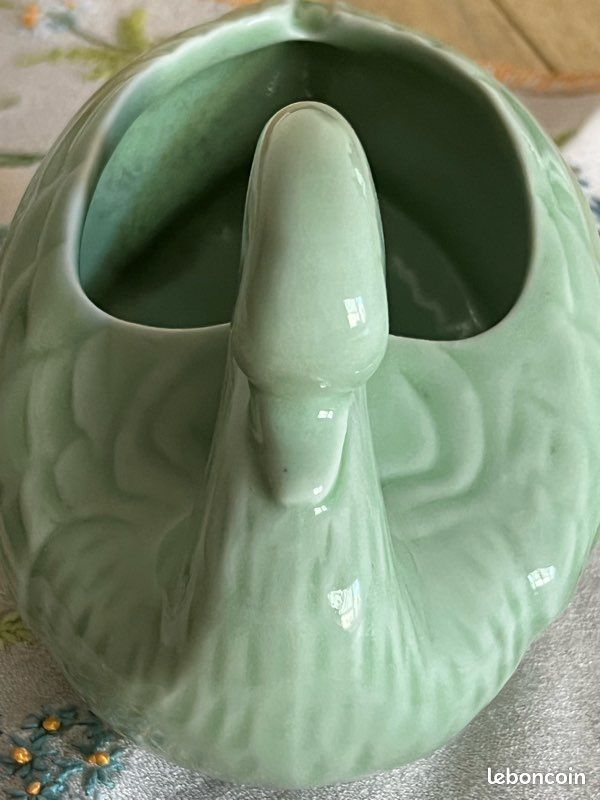 Cygne en céramique vert pastel vintage (image 10)