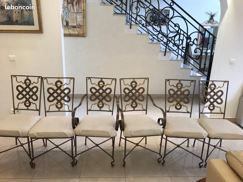 Chaise cuire et fer forgé (image 1)