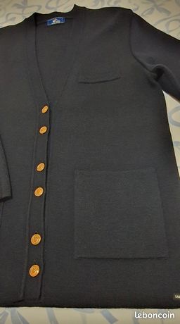 Gilet Veste Saint James Bleu Clair - Taille 42 - En Laine Acrylique - Occasion Très Bon état