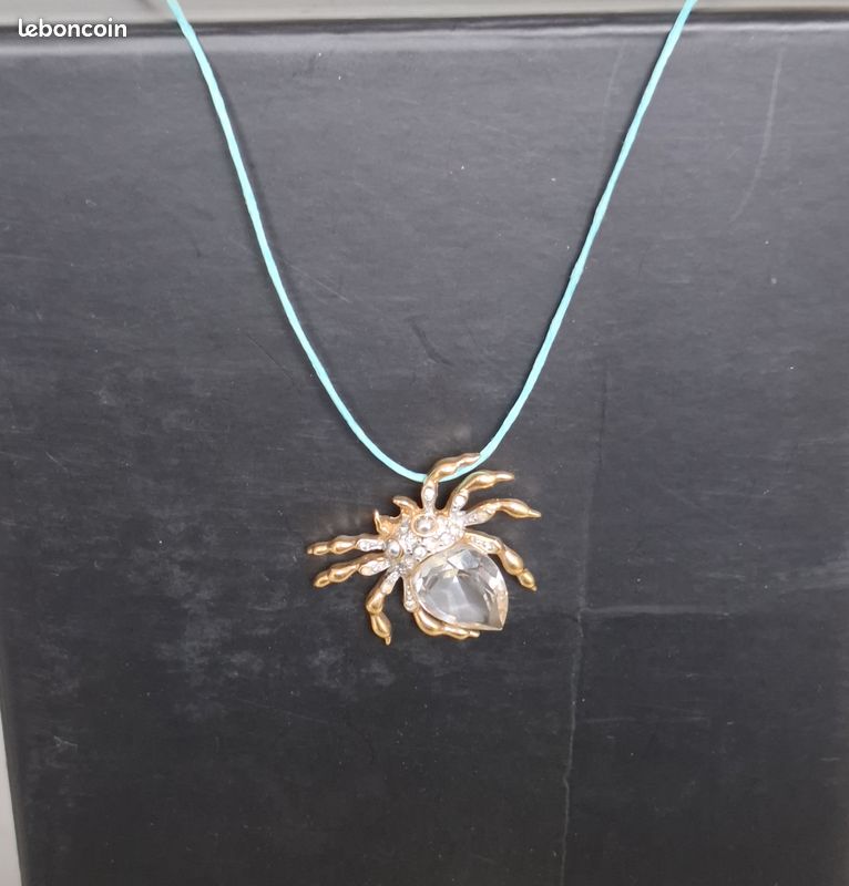 Collier Pendentif Araignée En Argent Sterling 925 - Taille ~26x21 Mm - Longueur 46 Cm - Neuf UK