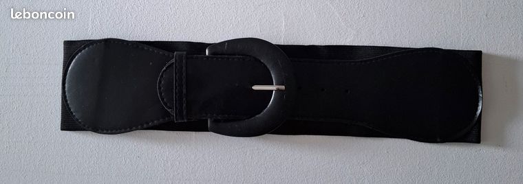 Ceinture élastique Noire Caveletti - Taille 46 - Cuir - Occasion