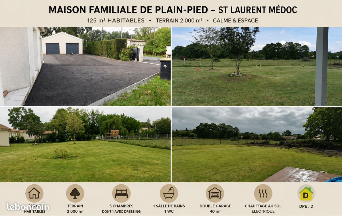 Maison 6 pièces 127 m² · à Saint-Laurent-Médoc · 127 m² · 340 000 €