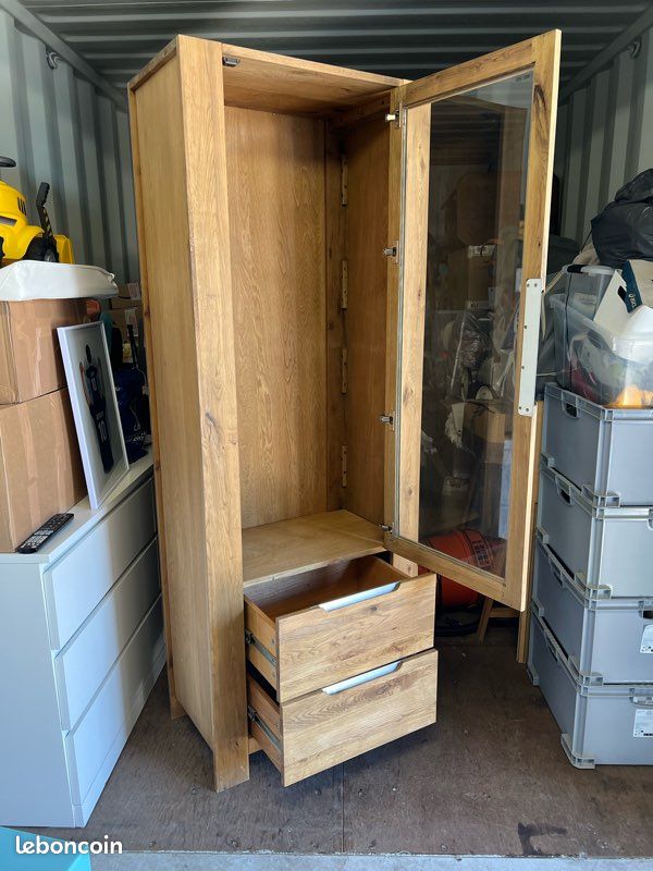 Armoire penderie 1 porte vitrée chêne (image 2)