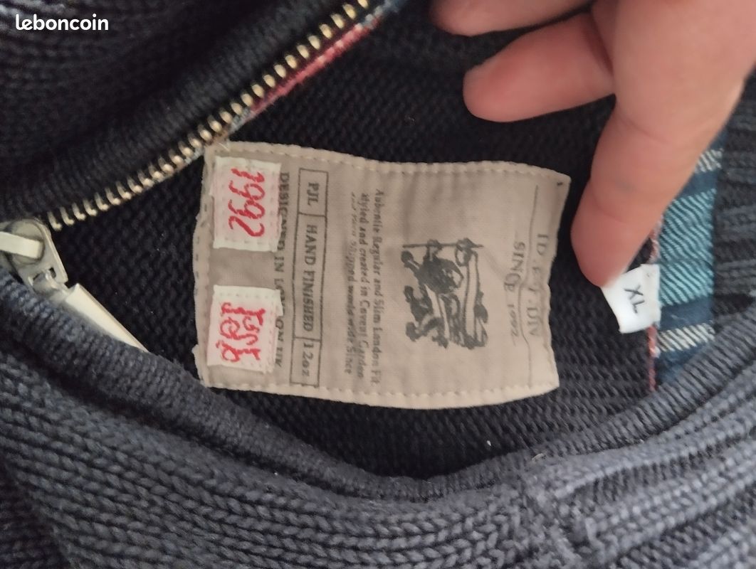 Pull zippé ID'EST Timothey noir - Taille XL - 100% Coton (image 3)