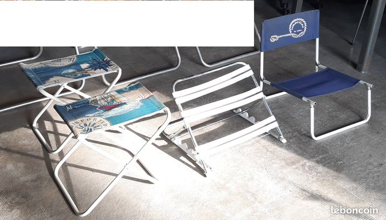 Belles chaises de réalisateur anciennes, chaises pliantes vintage (2