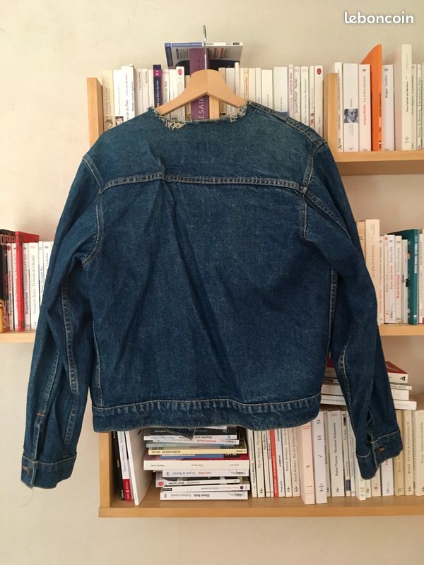 La jolie veste en jean brut sans col (image 6)