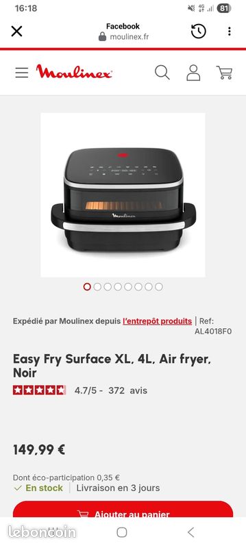 Easy fry XL surface Tefal airfryer (image 5)
